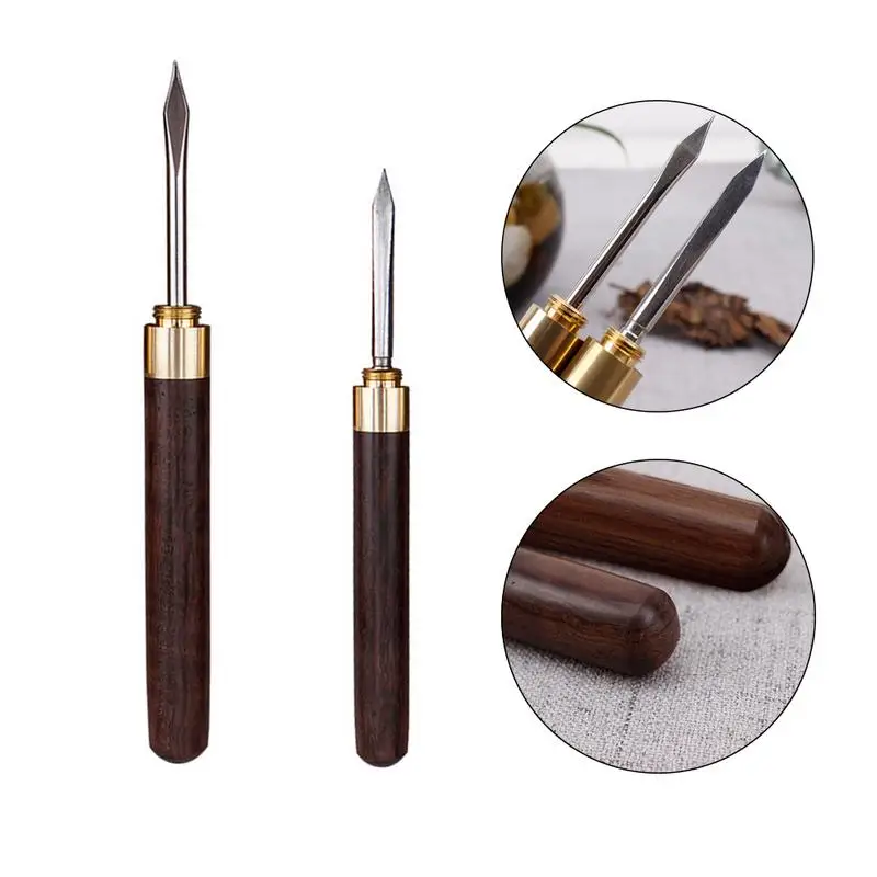 1 шт Дерево сандаловое дерево Нержавеющая сталь игла для чая с деревянной ручкой