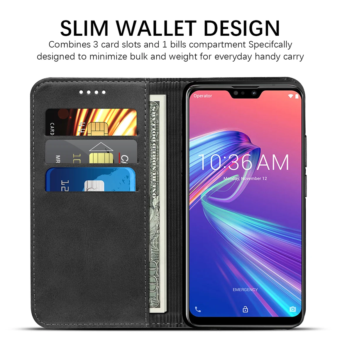Casewin для Asus Zenfone Max Pro M2 ZB631KL до середины икры зерна из искусственной кожи чехол