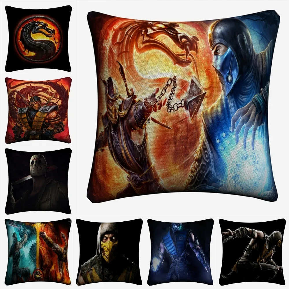 Mortal Kombat Video Game Figures Decorative Linen Cushion Covers For Sofa 45x45cm Cotton Throw Pillow Case Home Decor Almofada | Дом и сад