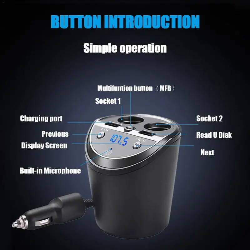 Автомобильное зарядное устройство с Bluetooth громкой связи Голосовая Навигация MP3