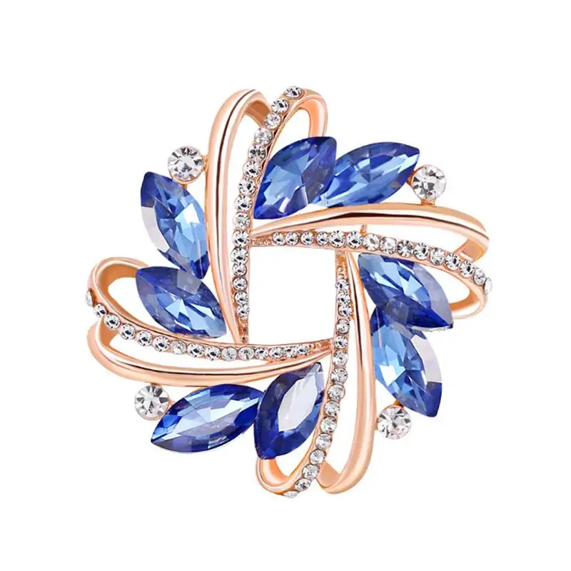 Новая женская брошь с двойной пряжкой из шелка и горного хрусталя модная