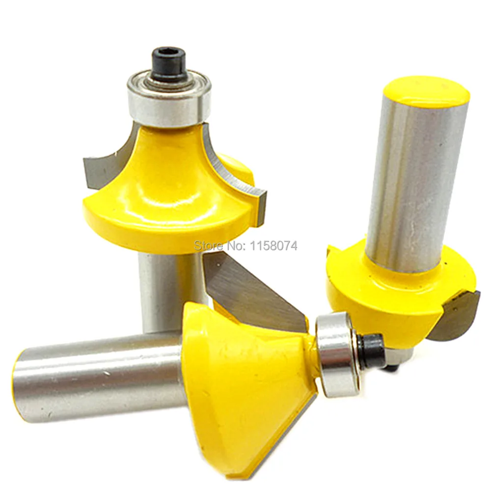 

3pcs 1/2" Shank Woodworking Drill Router Bit Bevel Edging Roundover Carpentry 45 Degree Chamfer Cove Edging Molding Router Bits