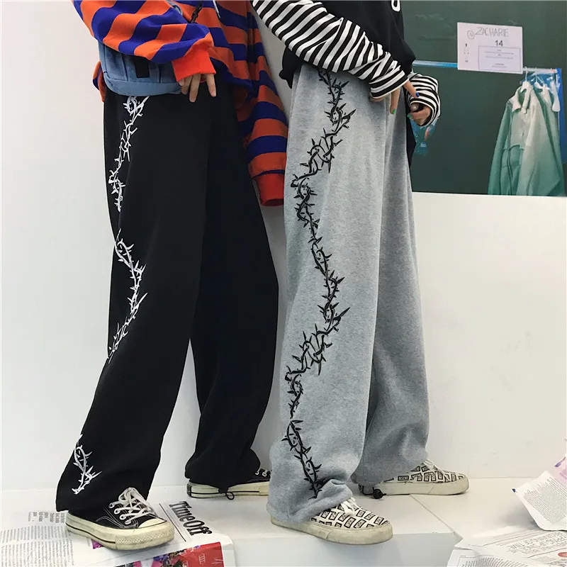 Женские повседневные свободные брюки Harajuku весенние спортивные штаны с принтом и