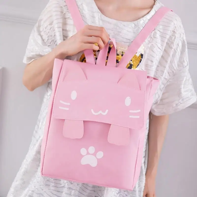 2019 женский милый кот рюкзак холщовые рюкзаки Kawaii школьная сумка для школьники