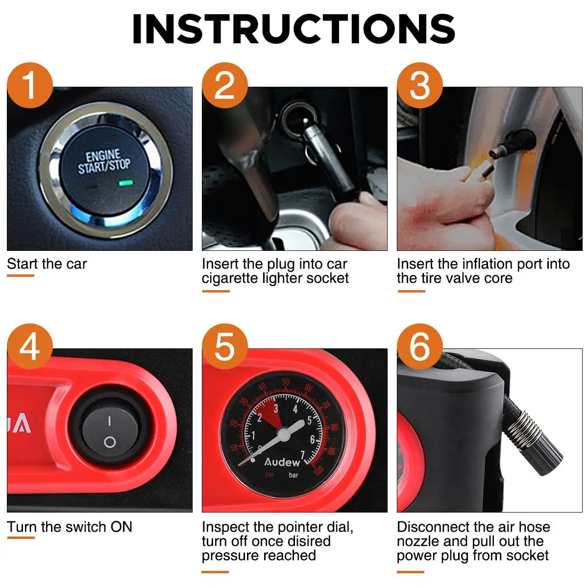 auto luft kompressor aufblasbare pumpe dc12v 100psi outlet kompakte tragbare auto reifen pumpe inflator für auto fahrräder motorräder f