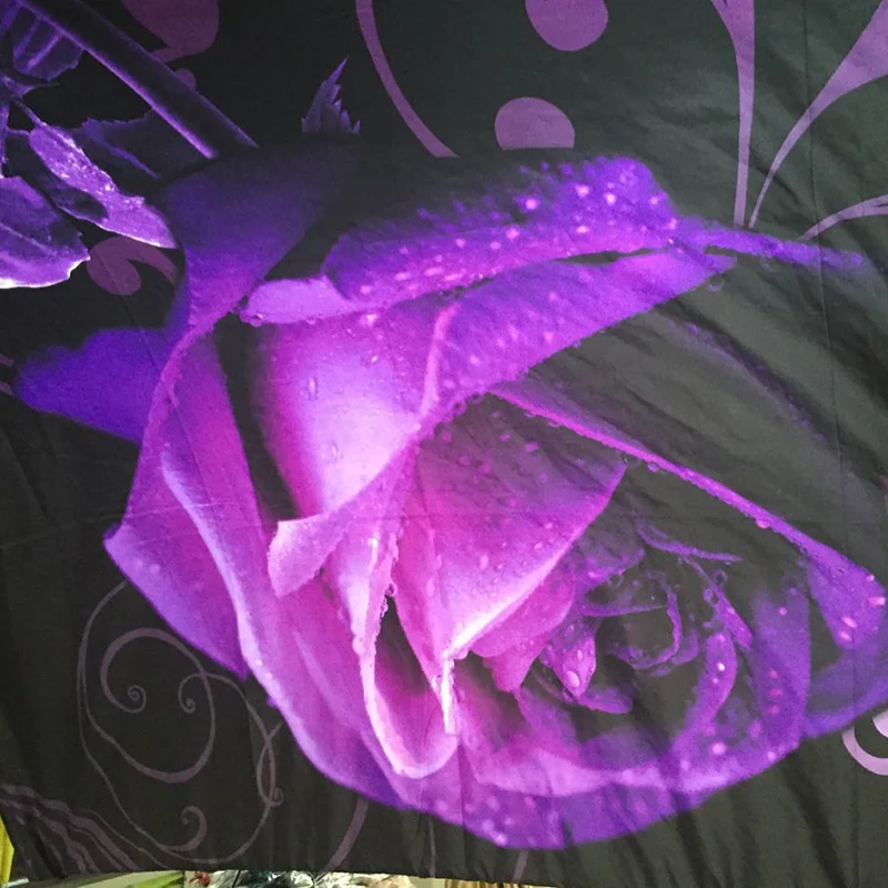 

New HD 3d bedding bed linens rose duvet cover set cotton polyester 3d bedding set queen bed set 3/4pc adult bedclothes purple60