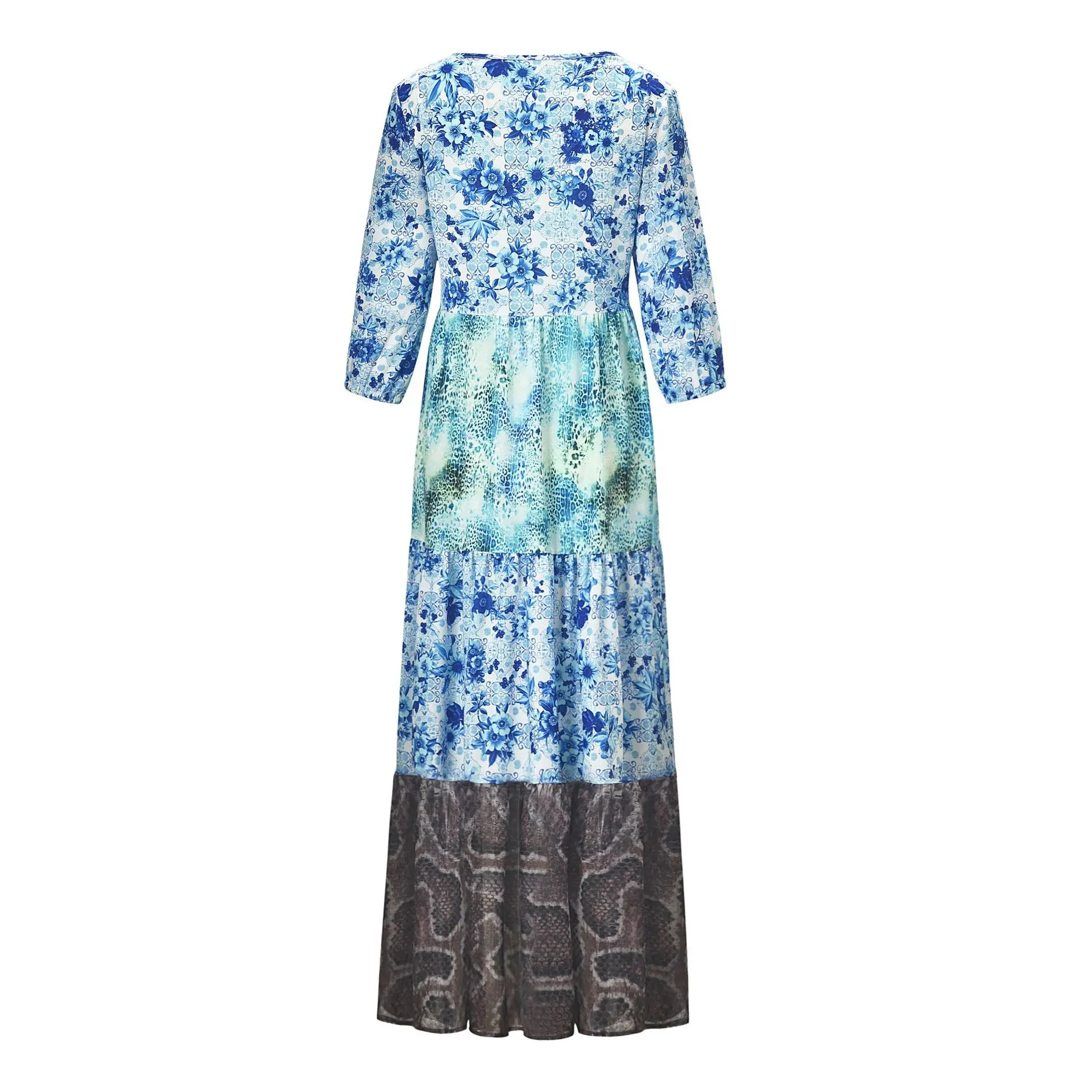 Женское шифоновое платье с принтом повседневное Свободное v образным вырезом и