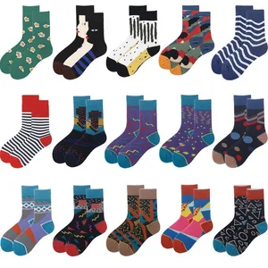 Happy Socksженские оригинальные носки с абстрактным рисунком; Модные женские забавные носки в клетку в полоску; Сезон весна-лето
