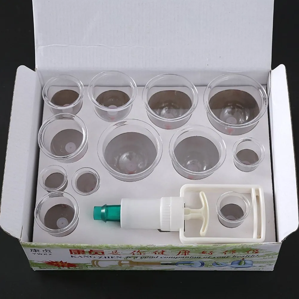 1Set/12 Pcs Massage Vacuum Cupping Set Thicker Magnetic Aspirating Cans Cupuncture Suction Cup With Tube Gift |