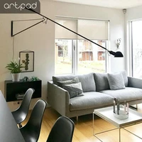 artpad european art decor led wall mounted bedside light white black adjustable long arm wall lamp with switch and euus plug in