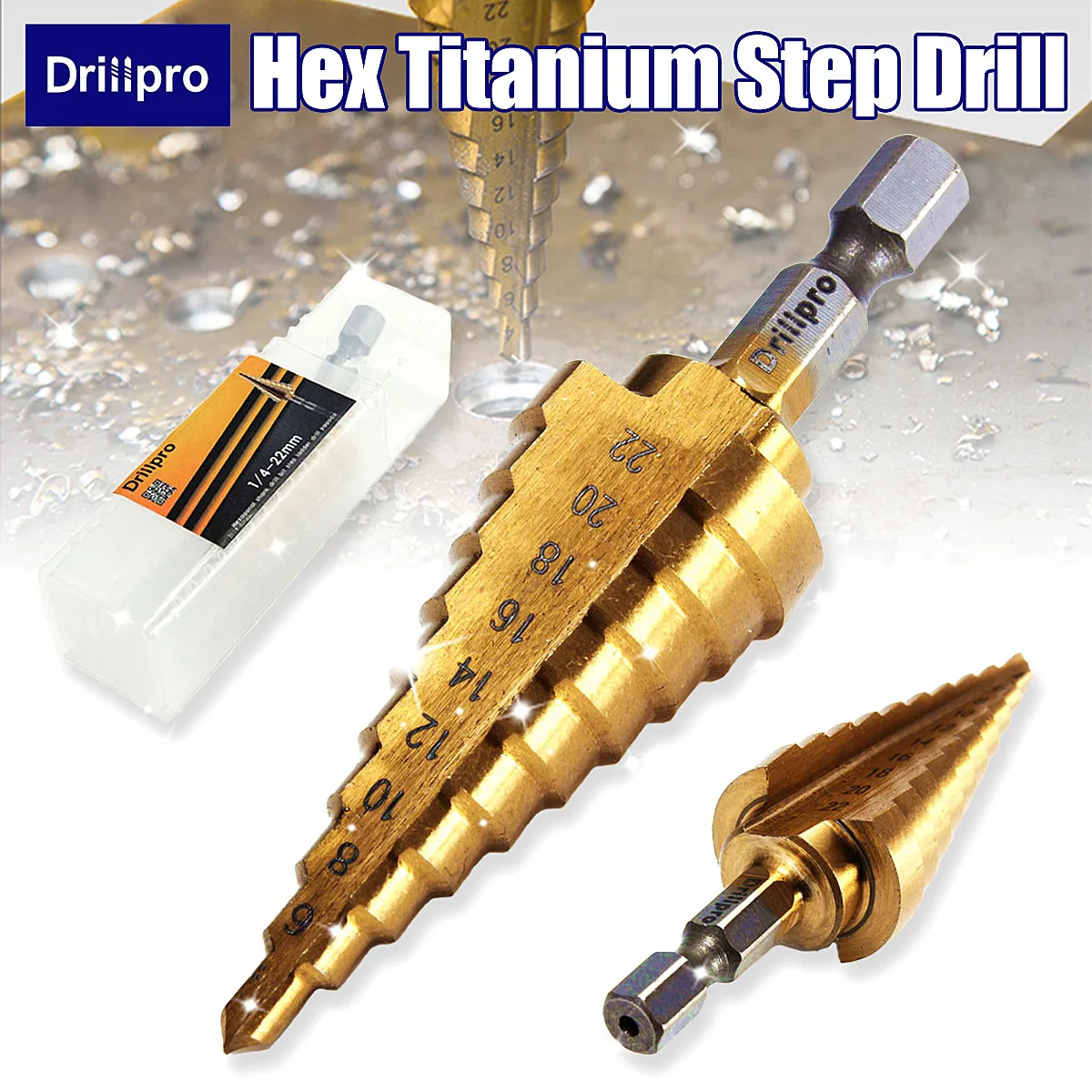 Drillpro 1 шт. шестигранное титановое ступенчатое Коническое сверло резак для