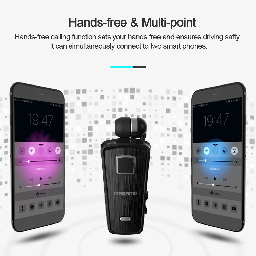 Выдвижной Bluetooth-кабель для наушников Fineblue F980 с клипсой | Электроника