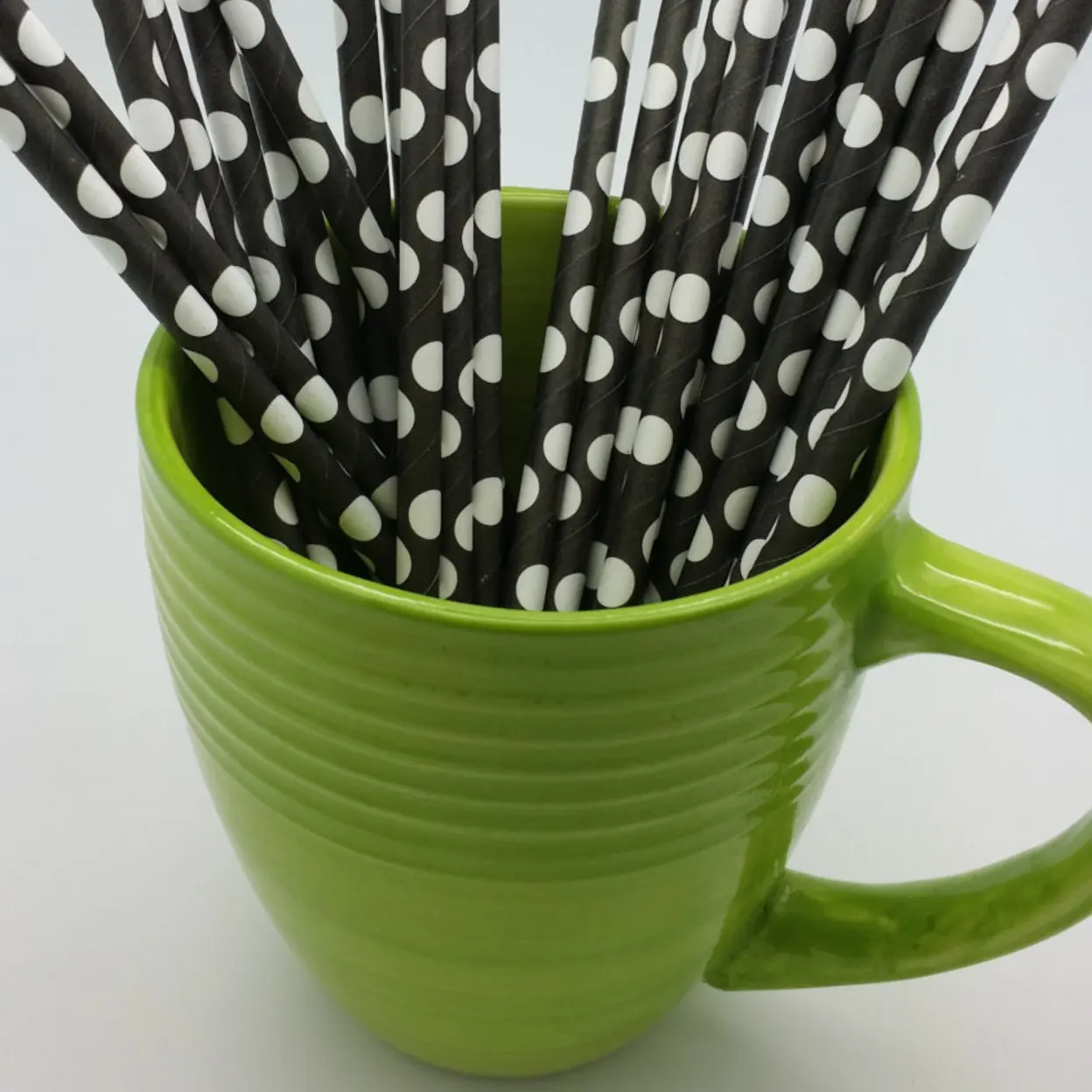 Buy Set of 50 black with white dots Paper Straws ships from Dallas Texas on