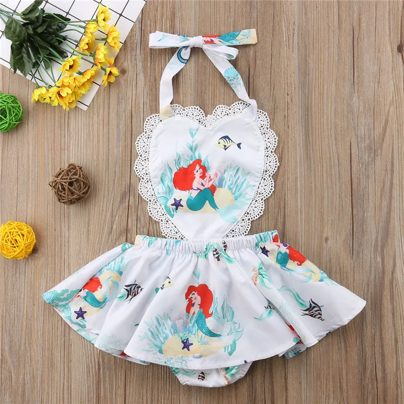 Mermaid Toddler Baby Girl Bodysuit Jumpsuit Dress Outfit Clothes Sunsuit O-neck Sleeveless 0M-3T Summer Cotton | Детская одежда и
