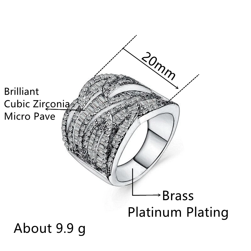 

Huitan Luxury Band Ring with Clear Cubic Zirconia Invisible Setting Fashion Cocktail Party Rings for Men & Women New Year Gift