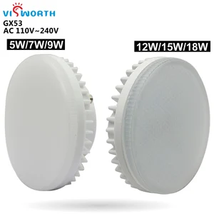 GX53 светодиодный светильник 5 Вт 7 Вт 9 Вт 12 Вт 15 Вт 18 Вт Epistar SMD2835 СВЕТОДИОДНЫЙ светильник AC 110 В 220 В, декоративный светильник для шкафа, Теплый Холодный белый светодиодный светильник