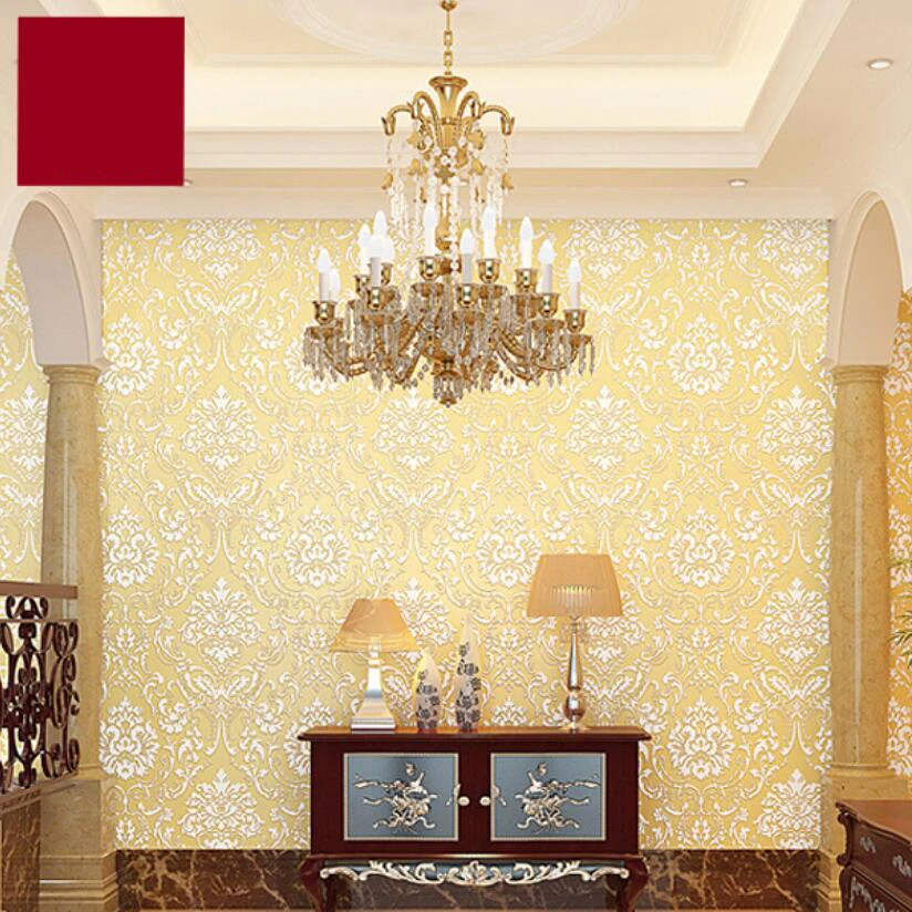 Тисненная Европейская Дамасская настенная бумага Роскошная 3d Классическая