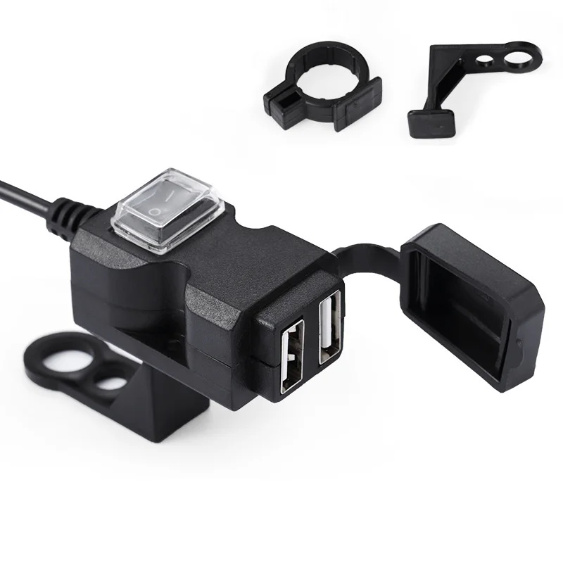 

Двойной порт USB водонепроницаемое зарядное устройство на руль мотоцикла розетка питания адаптер для Мобильный телефон 5V 1A/2.1A