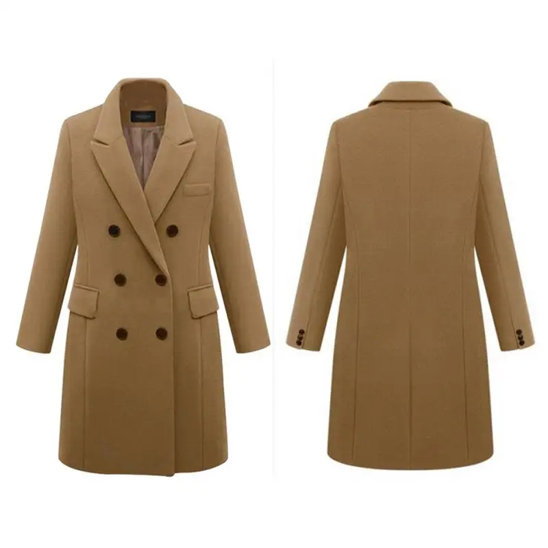 Winter Lapel Wool Coat Trench Jacket Long Parka Overcoat Casual Outwear Abrigos Mujer Invierno Large Size 5XL | Женская одежда