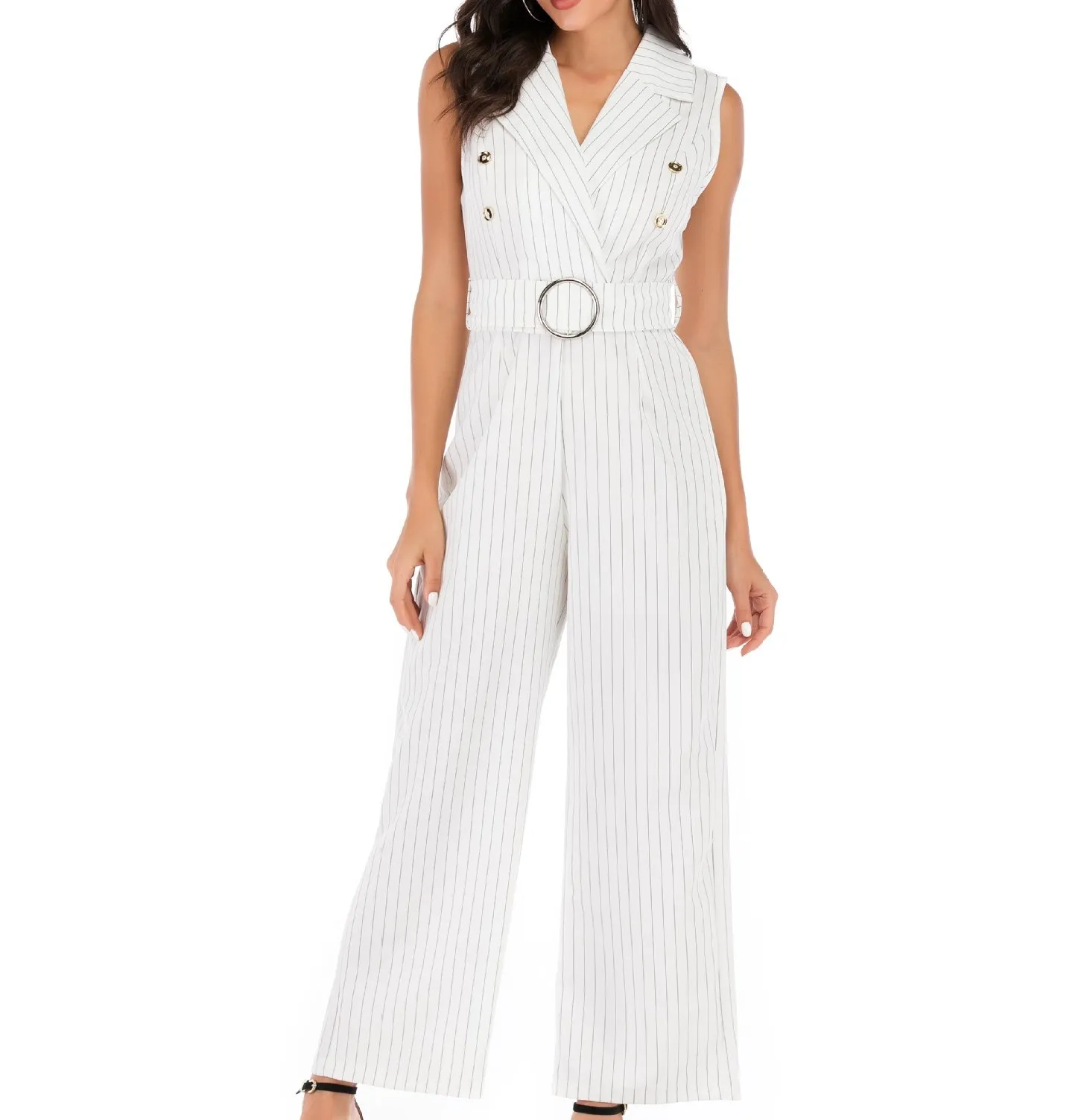 Женский элегантный комбинезон без рукавов с широкими штанинами модный