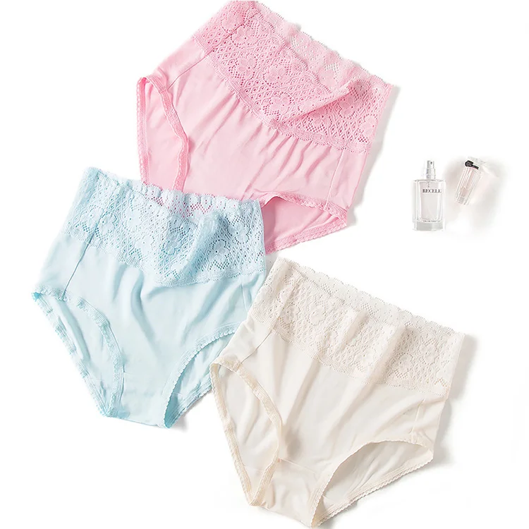 3pcs/lot Women Panties 100% Natural silk Lace Pantie high waist briefs Comfortable Underwear seamless panties Underpants |