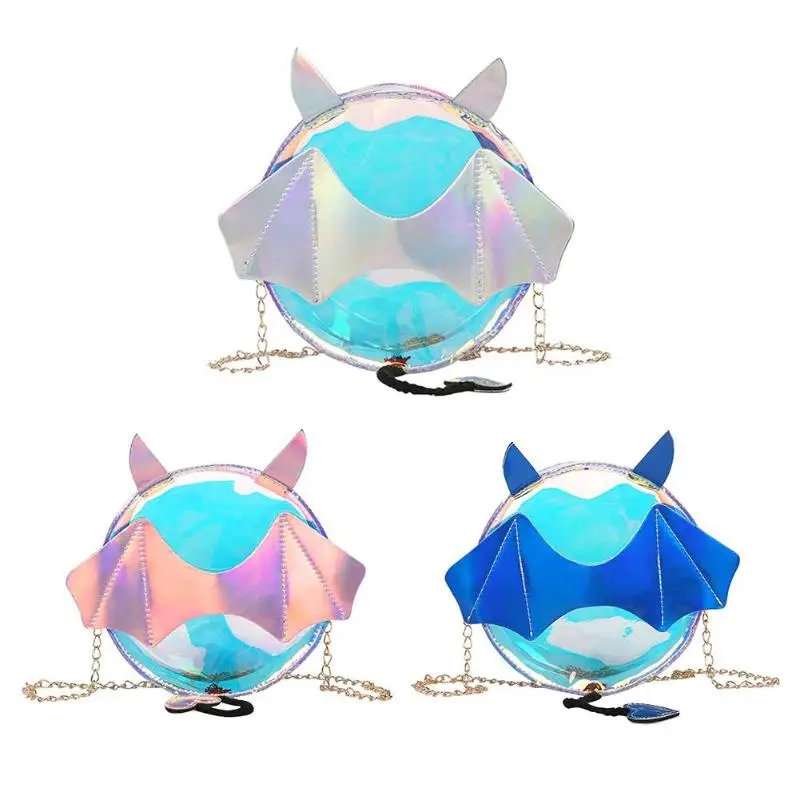 Новинка женские сумки на плечо с блестками рисунком летучей мыши Прозрачная