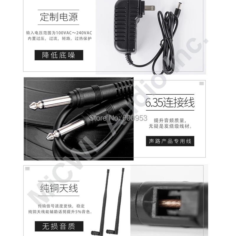 저렴한 MiCWL-SKM9000 4x100 채널 무선 마이크 시스템, 블랙 4 샴페인 골드 컬러 한정판 4 베이지 헤드셋 4 라발리에