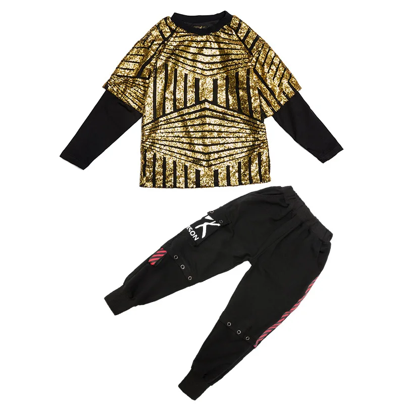 

street dance clothing sequin dance T shirt harem pants girls jazz hip hop costumes boys jazz clothes for street dancing