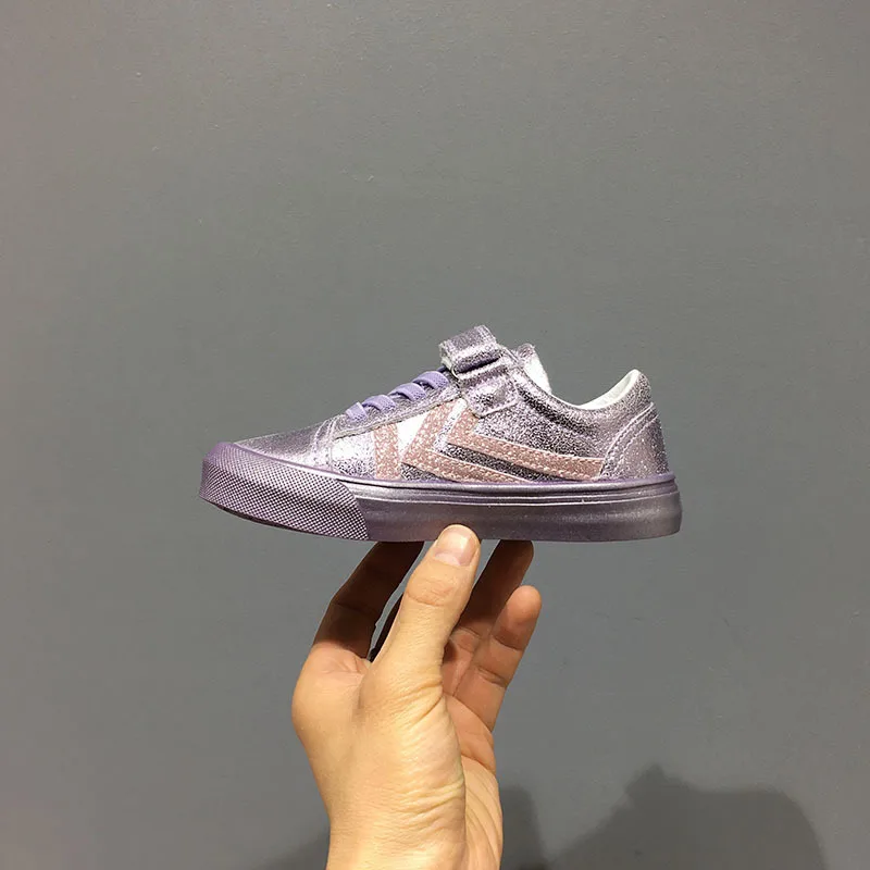 Детская блестящая обувь Microfaber розовая повседневная для маленьких девочек