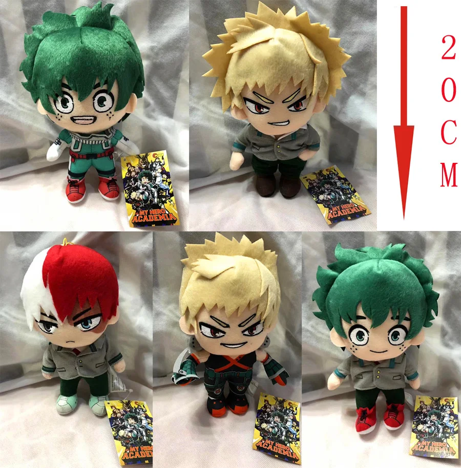 Фигурки героев аниме Моя геройская Академия 20 см Izuku Midoriya Katsuki Bakugou Shouto Todoroki мягкие
