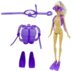 Аксессуары для кукол фиолетовый пляжный купальник снаряжение для подводного плавания кислородный резервуар ласты очки для плавания для куклы Барби Одежда для игрушек