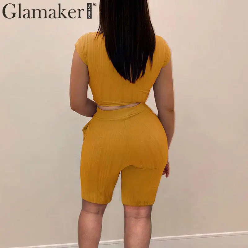 Женский трикотажный комбинезон Glamaker короткий из двух предметов эластичный