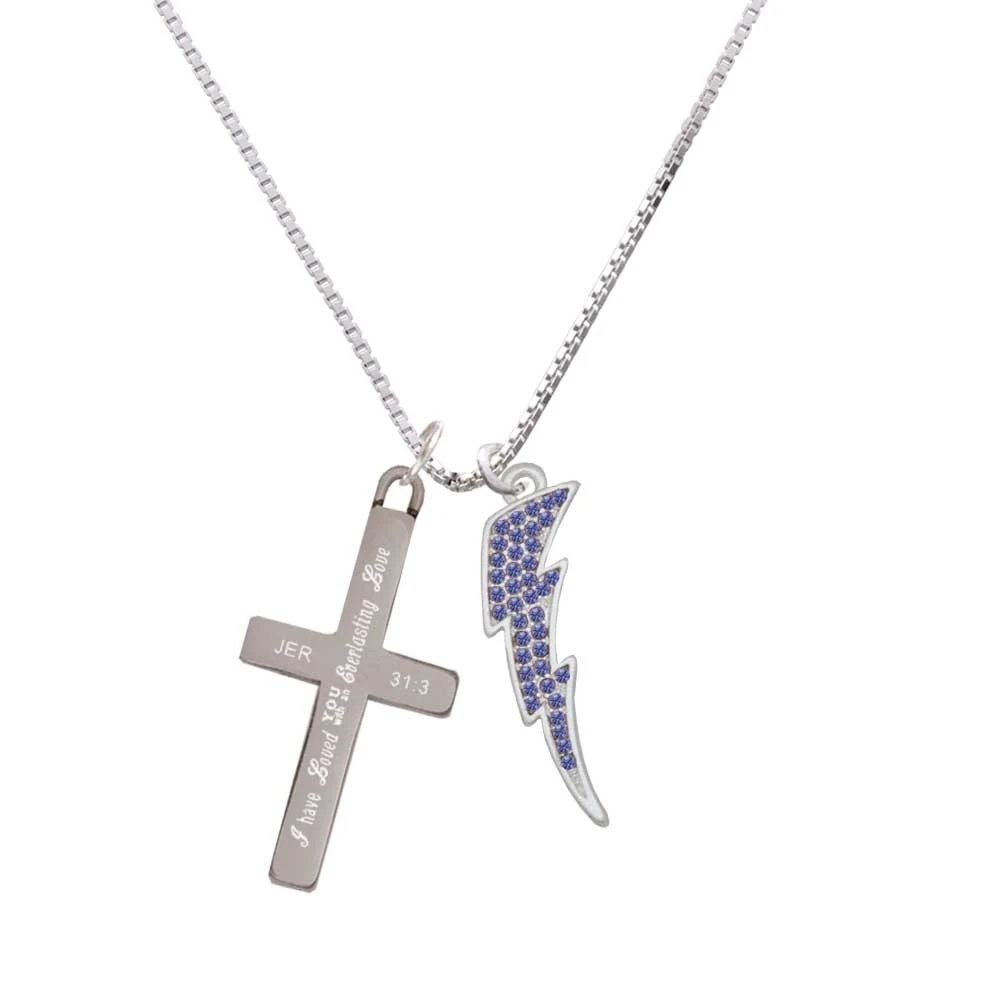 Большой синий кристалл молния болт-вечная любовь-крест ожерелье | Украшения и
