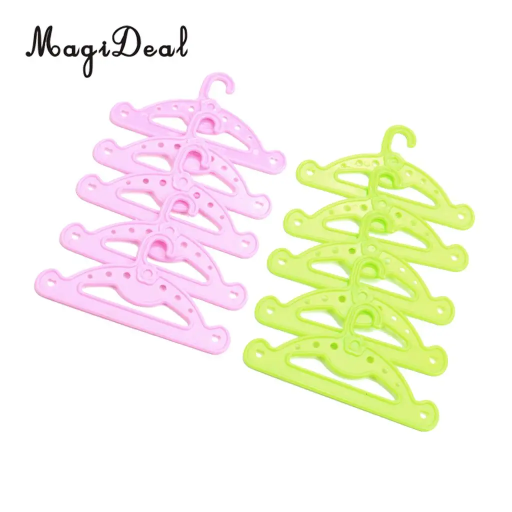 Милый миниатюрный пластиковый костюм куклы 10 шт. одежда Acc вешалки для одежды 18