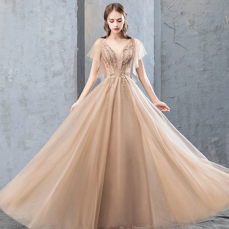 Женское вечернее платье Vivian's Bridal элегантное шифоновое с глубоким v образным