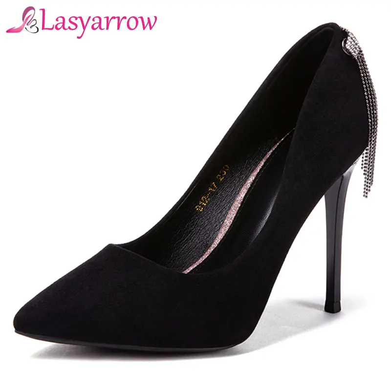 

Lasyarrow 2019 Spring Black Red High Heels Women's Shoes Crystal Tassel Stilettos Pumps Shallow Wedding Shoes Party Shoes J214