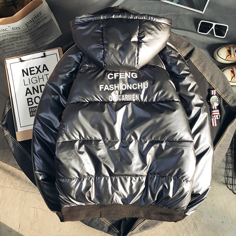 2018 New Bright Waterproof And Windproof Cold Men's Cotton Jacket Lovers Bread Clothes Thickening Plus Cashmere Country Trend | Мужская