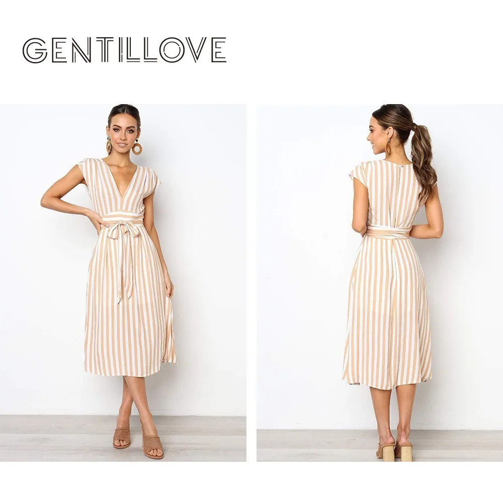 Gentillove 2019 Летняя Повседневная футболка в полоску с короткими рукавами и