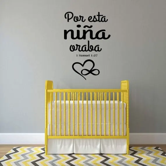 Calcomania para Ninas Samuel Bible Verse испанский виниловый Настенный декор надпись для маленьких
