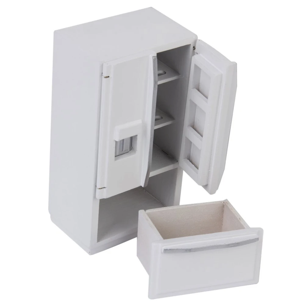 1:12 Кукольный домик кухонный миниатюрный деревянный холодильник (белый) - купить