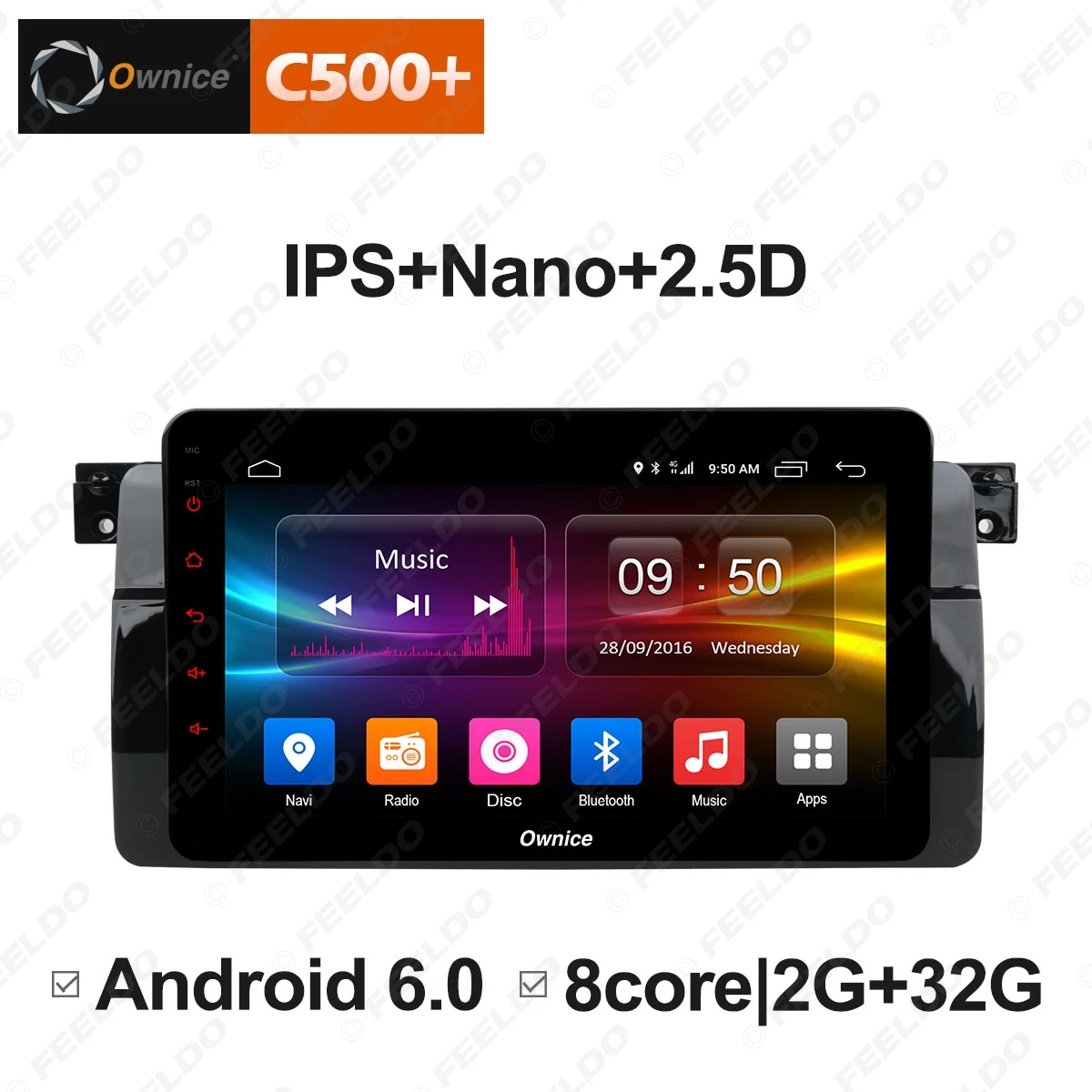 FEELDO 8 &quotAndroid 6 0 4 ядерный/DDR3 1G/16G/поддержка 4G ключ автомобильный медиаплеер с GPS/FM/AM