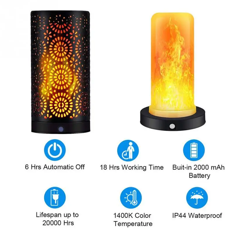 Открытый USB Перезаряжаемый пламя светодио дный светодиодный ночник мерцающий