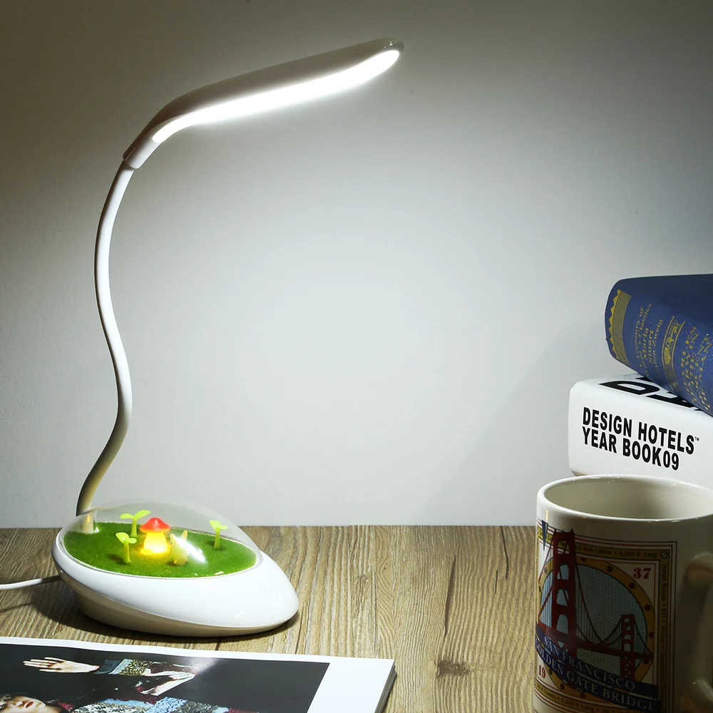 Новая сенсорная Регулируемая яркость Светодиодная настольная лампа с защитой