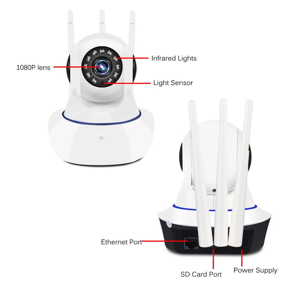 Three Antennas Security Camera Hd 1080P Video Surveillance Ip Mini Wifi Cctv Wi-Fi Home Cam | Безопасность и защита