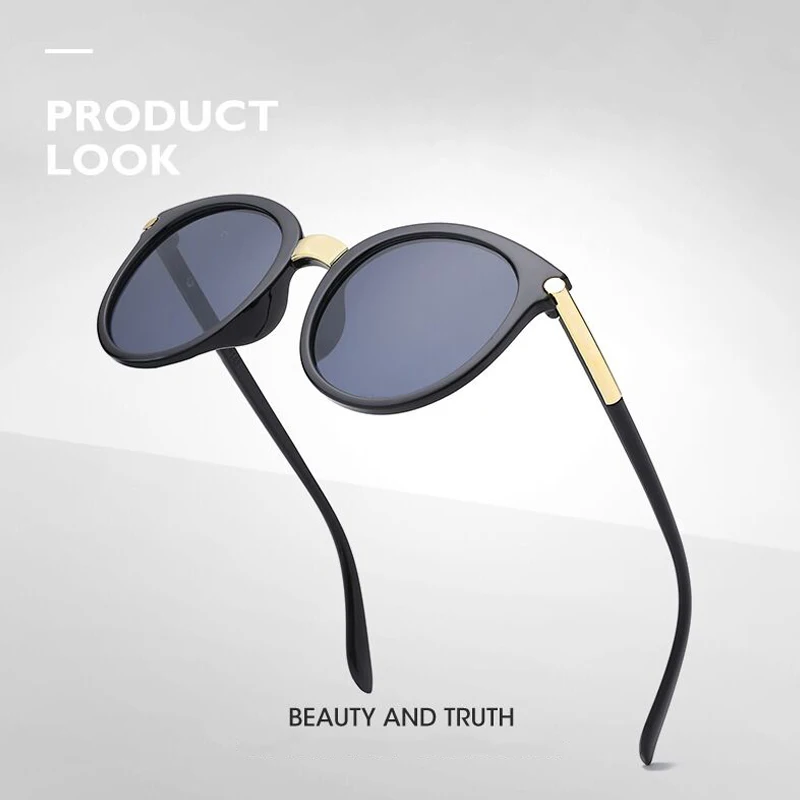

New Vintage Black Cat Eye Sunglasses Women Fashion Brand Designer Mirror Cateye Sun Glasses For Female Shades UV400