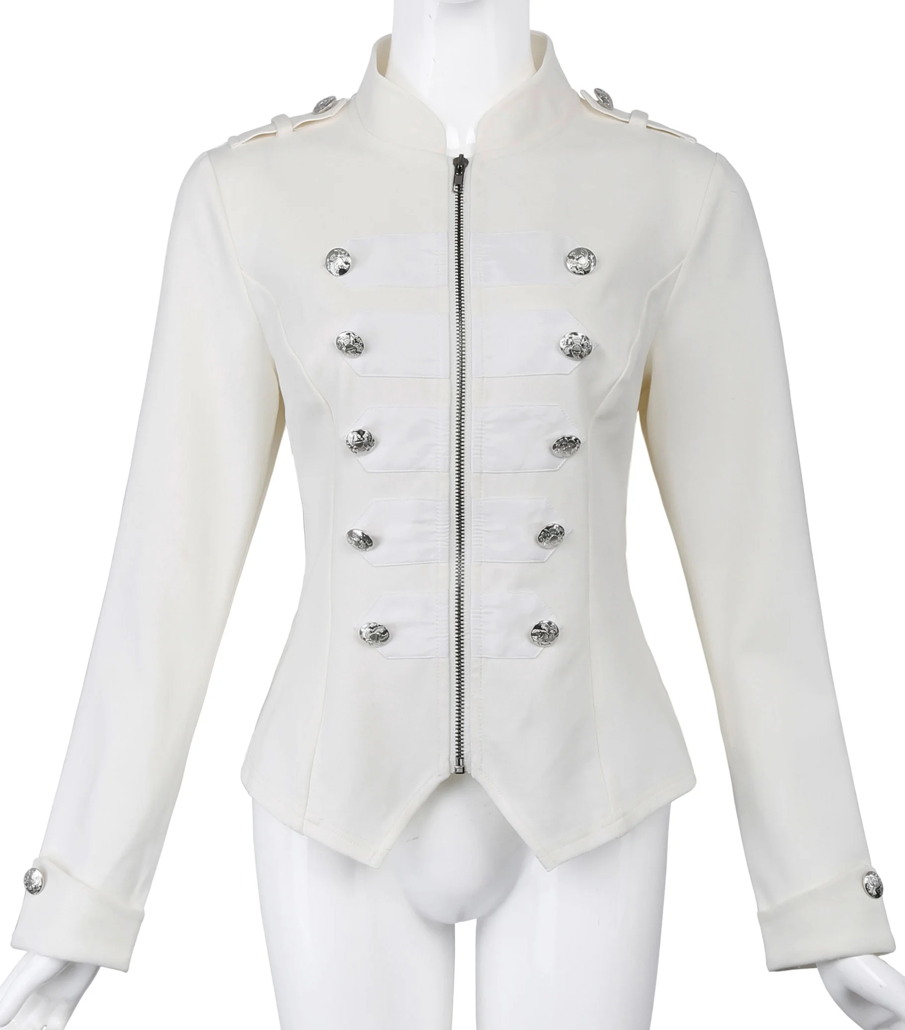 Женская облегающая куртка в стиле стимпанк винтажная на молнии с пуговицами