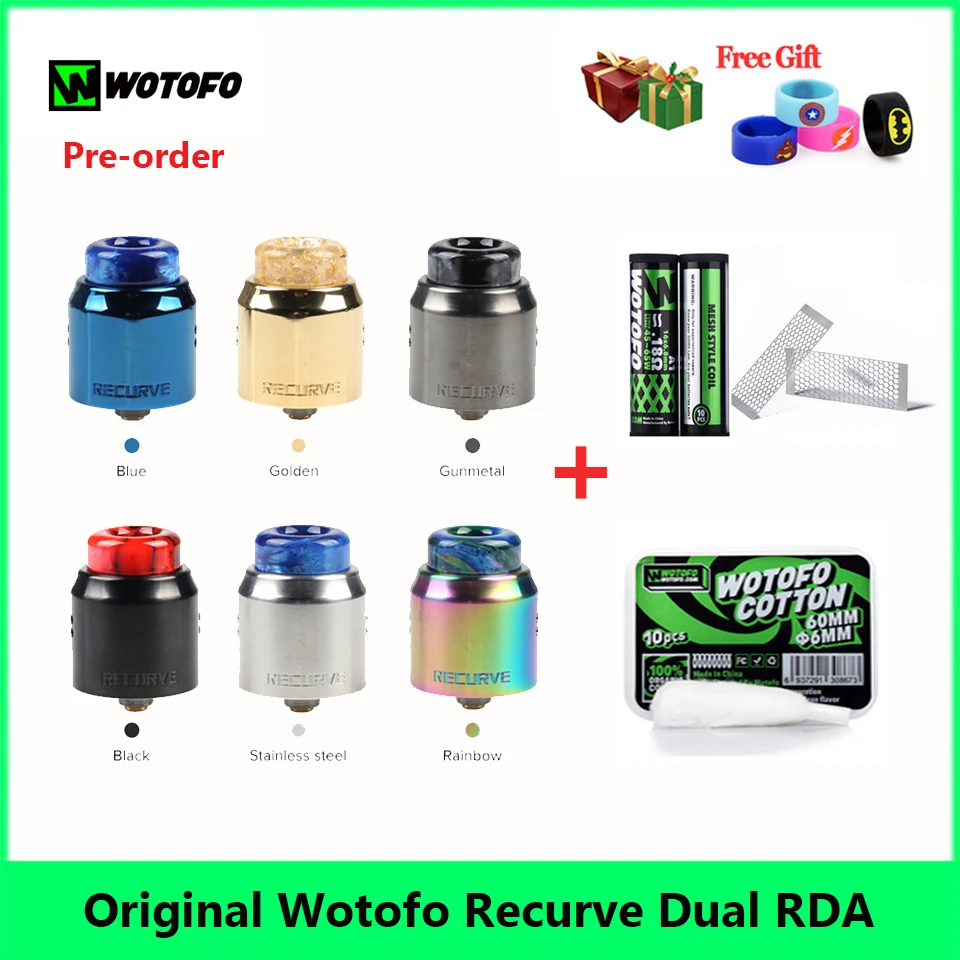 Оригинальный атомайзер Wotofo Рекурсивный двойной RDA-бак + 10 шт. conton и сетчатый бак 510