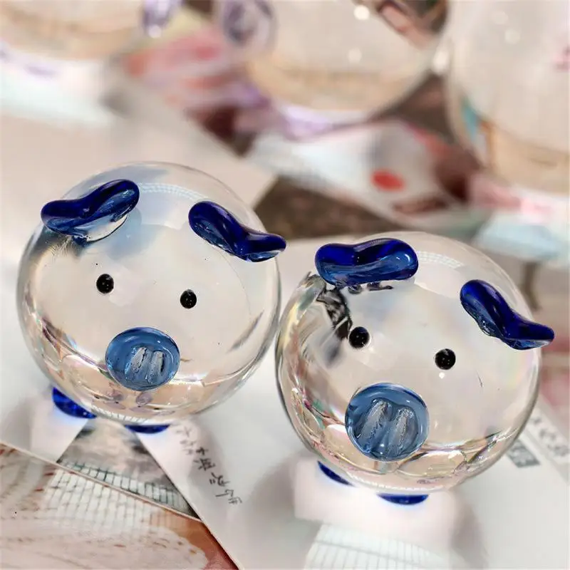 

Creative Transparent Glass Crafts 7 PCS cute Crystal Pig Shaped Ornaments Birthday Gift Valentine's Day Surprise Gift
