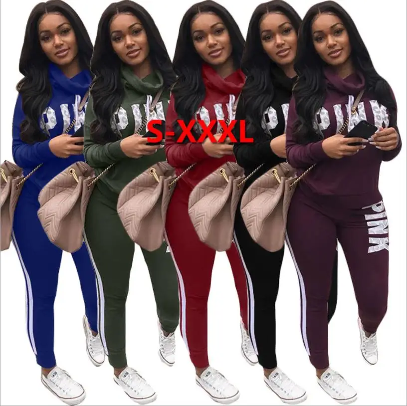 Осенние штаны и топ с принтом в виде букв повседневная одежда большого размера