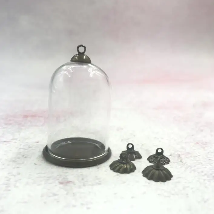 100pcs/lot 35x25mm bell jars tube shape glass globe classic tray beads cap vial pendant diy cover dome vase decor | Дом и сад